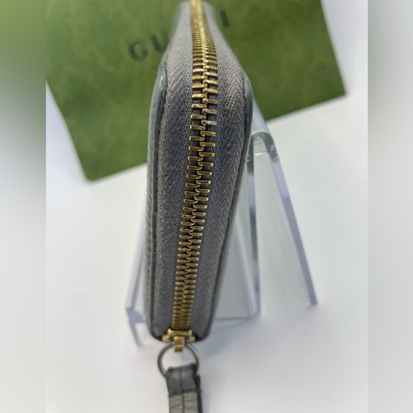 💎 24 Gucci Marmont Zip Around Wallet Gray Pebbled Leather - Picture 5 of 11